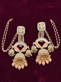 Bridal Kundan Jhumki Earrings with Pearl Sahara Support