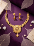 Classic Floral Golden Necklace Set